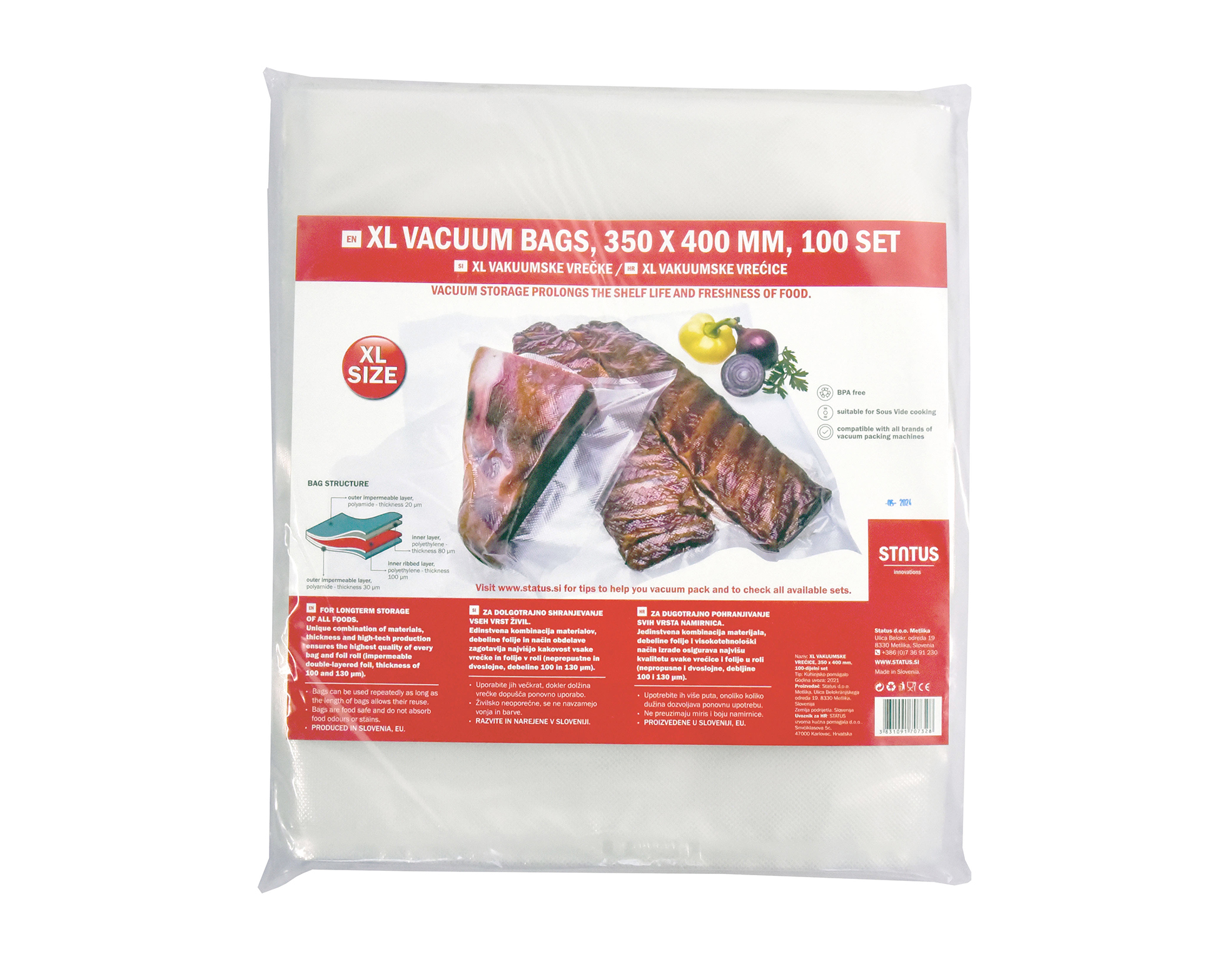 Vrećice za vakuumiranje XL, 350 x 400 mm, 100 kom (samo za Provac)